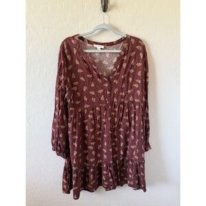 beachlunchlounge Dress Womens XL‎ Boho Paisley Tiered Ruffle Chic Western wear
